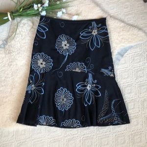 Ann Taylor Loft black, blue and gold skirt